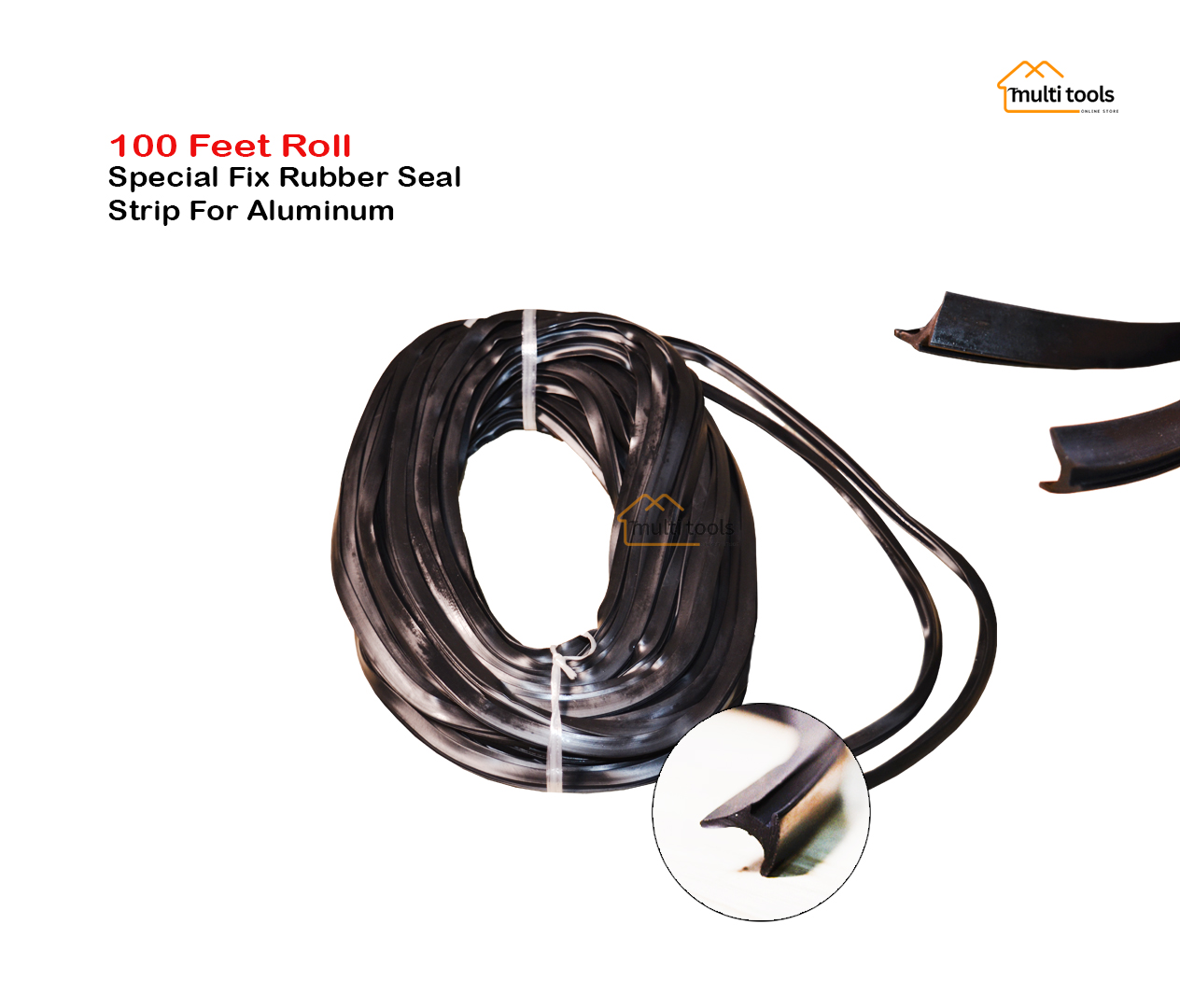 (100 Ft Roll) Special No-1 Rubber Seal Strip For Aluminum Window Glass (Pvc)